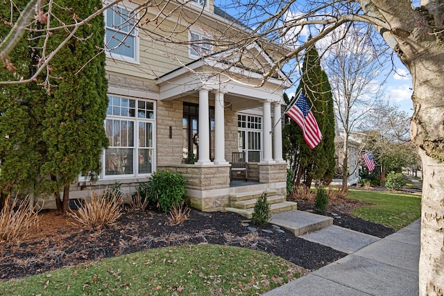 view of front of house with covered porch