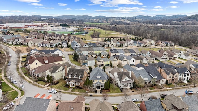 drone / aerial view with a mountain view