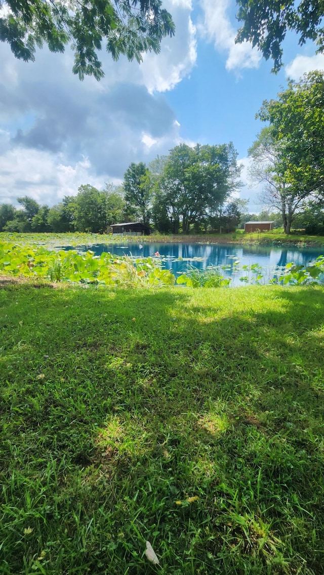 view of yard with a water view