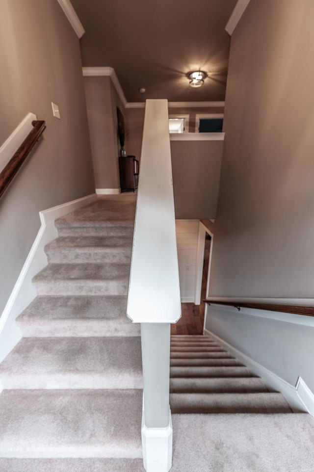 staircase with crown molding