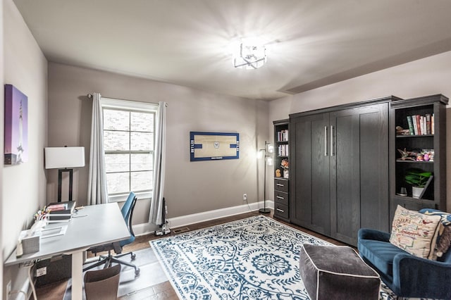 home office featuring wood-type flooring