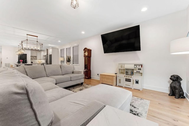 living room with light wood-type flooring