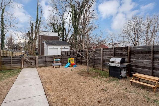 view of yard with a playground