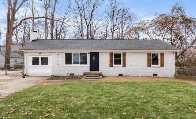 ranch-style home with a front yard