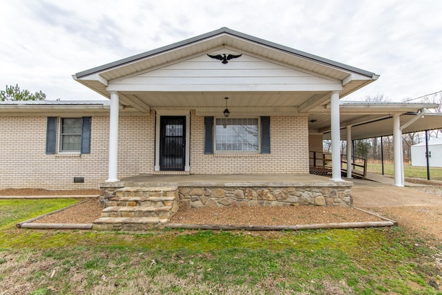 view of front of property with a porch