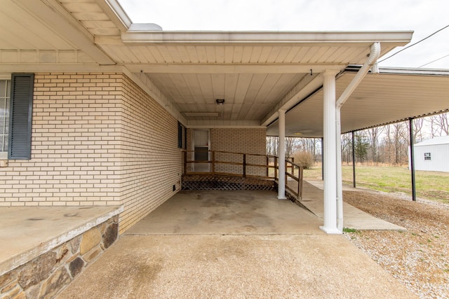 view of patio featuring a carport