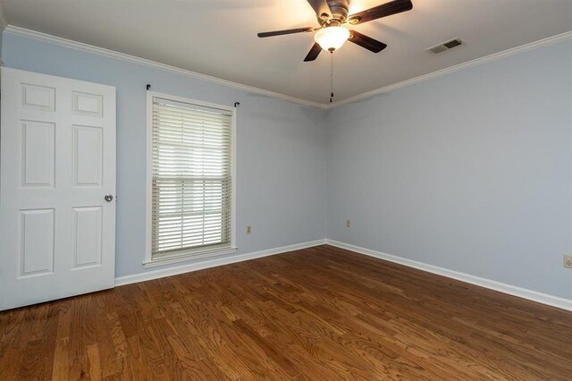2958 Millers Pond Dr, Memphis, TN 38119 - unfurnished room with hardwood / wood-style floors, ornamental molding, and ceiling fan