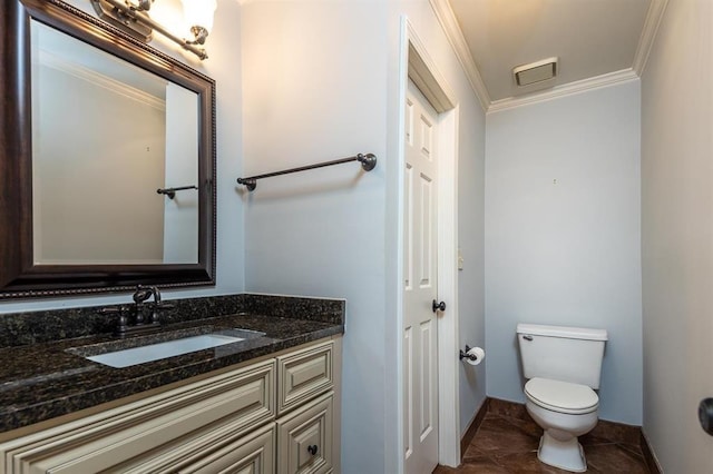2958 Millers Pond Dr, Memphis, TN 38119 - bathroom with vanity, tile patterned flooring, ornamental molding, and toilet