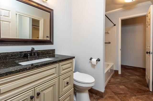 2958 Millers Pond Dr, Memphis, TN 38119 - full bathroom with vanity, tiled shower / bath combo, crown molding, and toilet