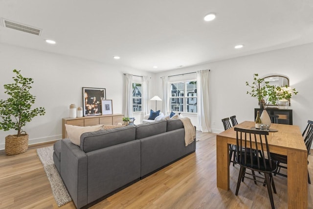 living room featuring light hardwood / wood-style floors