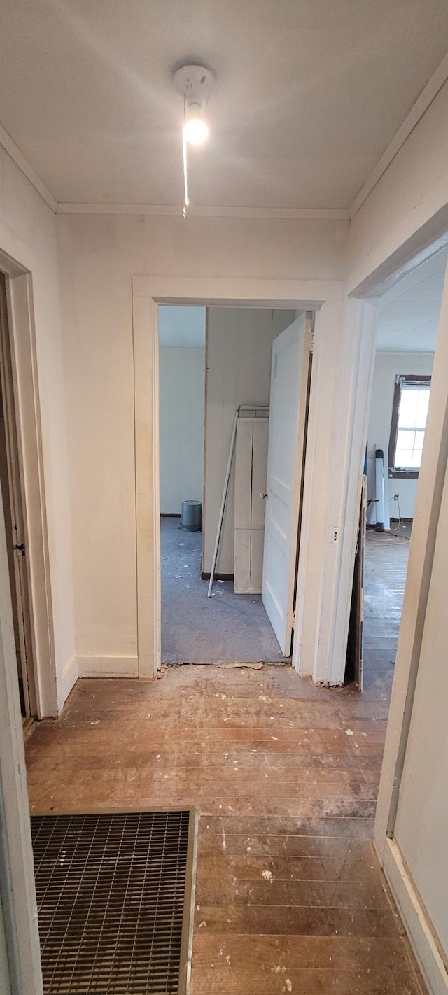 hallway with crown molding