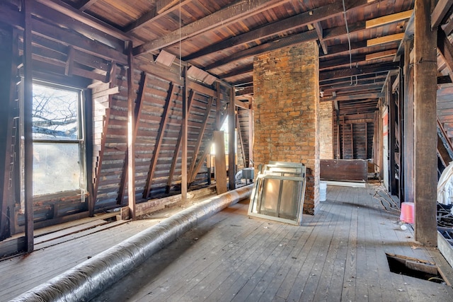 view of unfinished attic