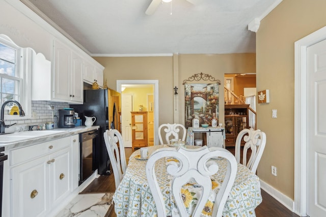 479 Elora Rd, Elora, TN 37328 - dining room featuring ceiling fan and ornamental molding