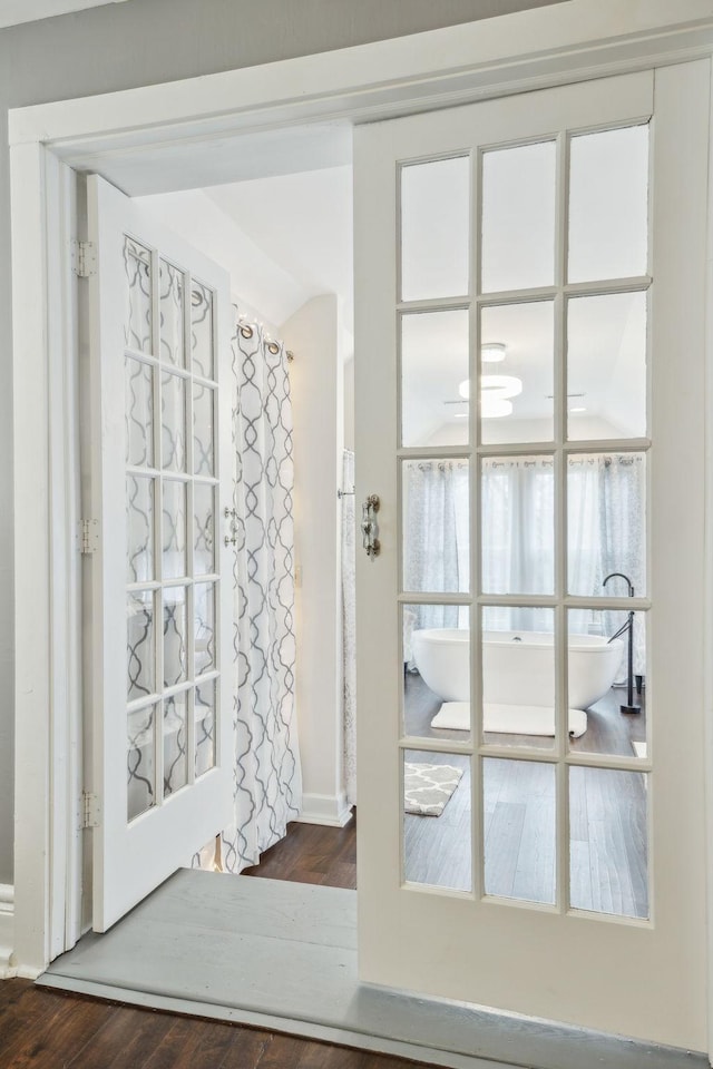 479 Elora Rd, Elora, TN 37328 - doorway to outside featuring dark wood finished floors