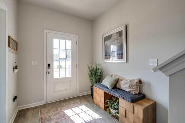 doorway to outside with light hardwood / wood-style floors