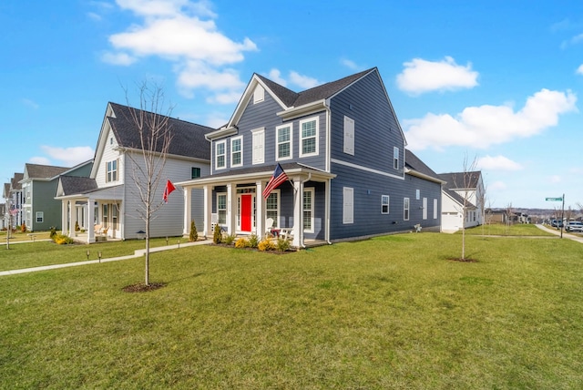 view of front of house featuring a front yard and a porch