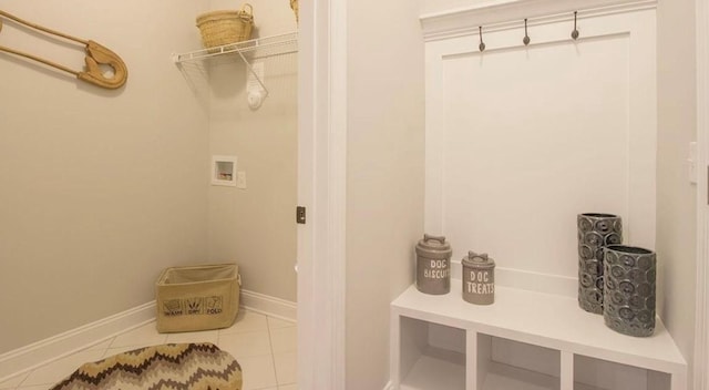 mudroom featuring light tile patterned flooring