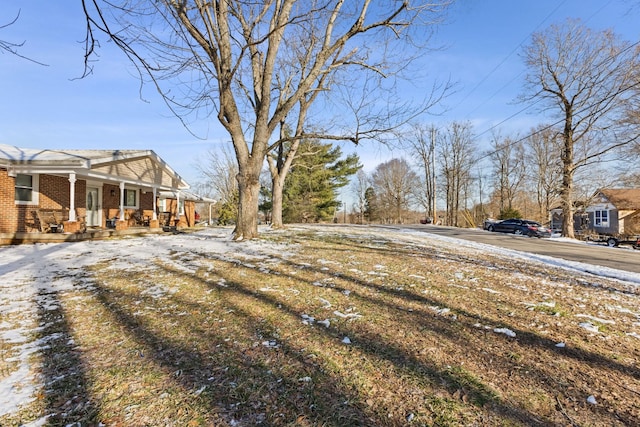 view of yard with covered porch