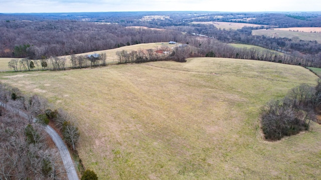 birds eye view of property with a rural view