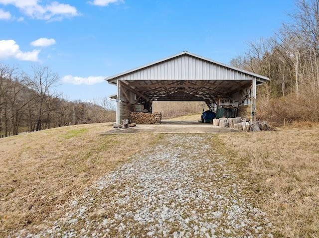 474 Bartlett Hollow Rd, Petersburg, TN 37144 - view of property's community featuring driveway, an outbuilding, a detached carport, and a pole building