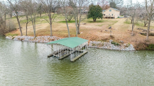 dock area featuring a water view