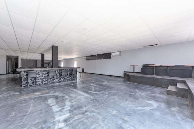 below grade area featuring a drop ceiling