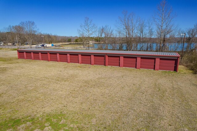 exterior space featuring a water view