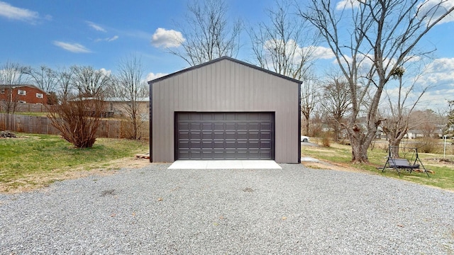 view of detached garage