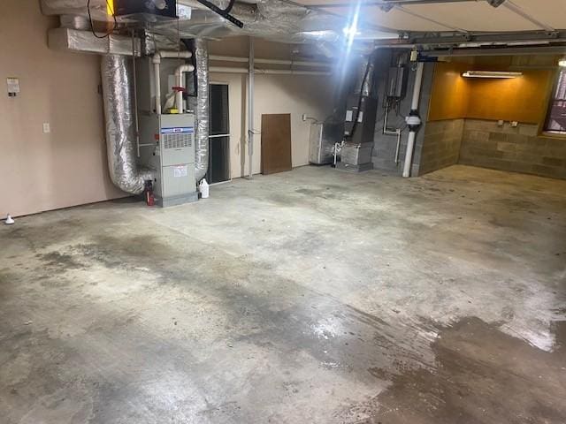 basement with heating unit