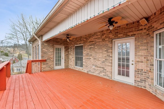 deck featuring ceiling fan