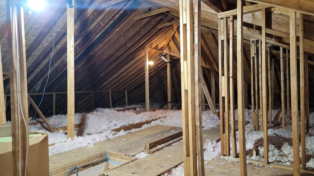 view of unfinished attic