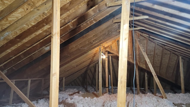 view of unfinished attic