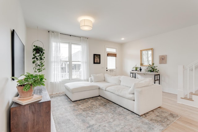 living room featuring light hardwood / wood-style flooring