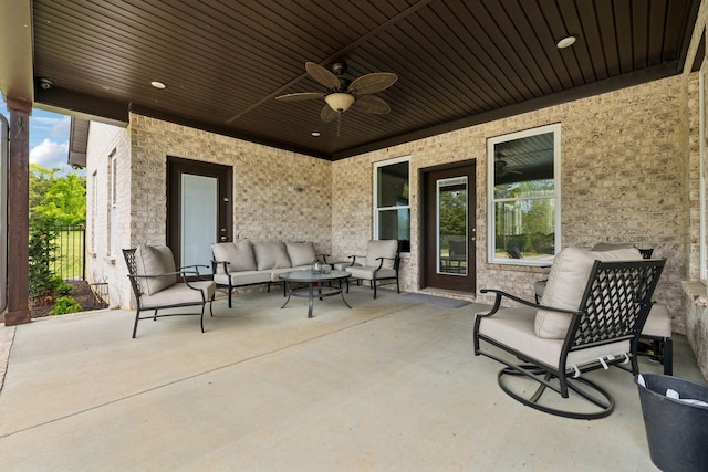 8760 Rocky Fork Rd, Smyrna, TN 37167 - view of patio with a ceiling fan and an outdoor hangout area