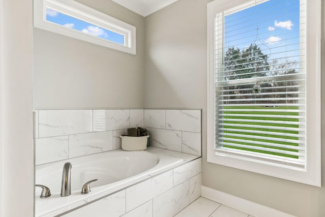 8760 Rocky Fork Rd, Smyrna, TN 37167 - bathroom with tile patterned floors, baseboards, and a bath
