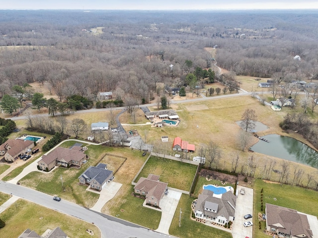 bird's eye view featuring a water view