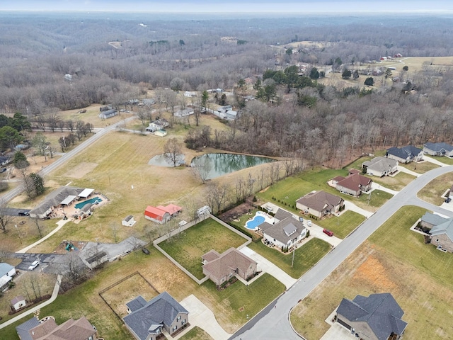 bird's eye view featuring a water view