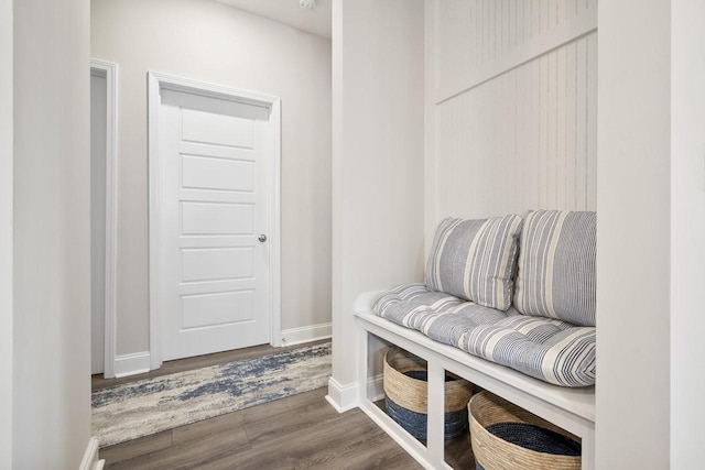 mudroom with hardwood / wood-style floors