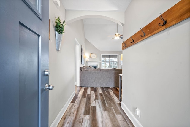 hallway featuring wood-type flooring