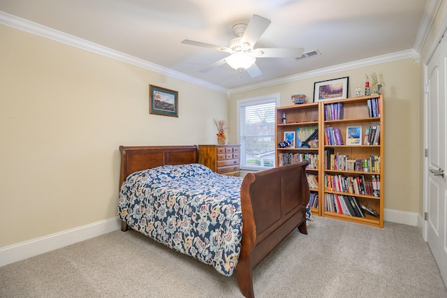 1416 Station Four Ln, Old Hickory, TN 37138 - carpeted bedroom featuring crown molding and ceiling fan