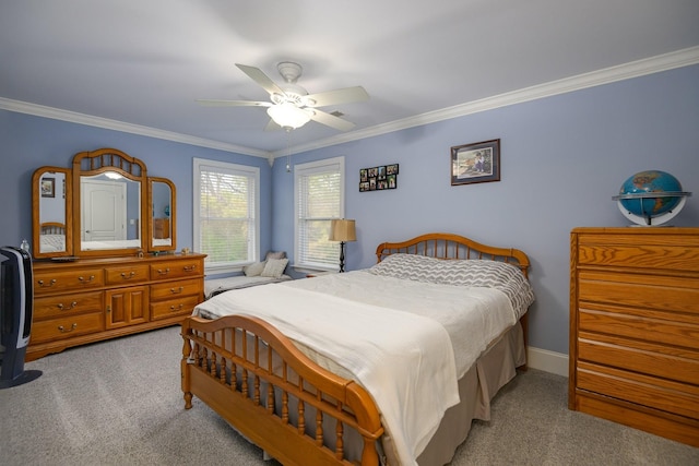1416 Station Four Ln, Old Hickory, TN 37138 - carpeted bedroom featuring crown molding and ceiling fan