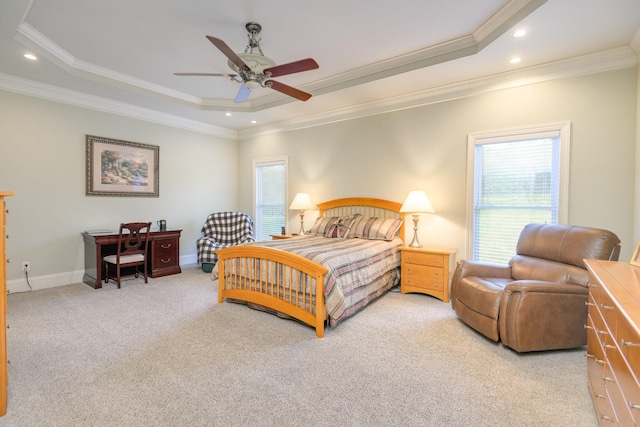1416 Station Four Ln, Old Hickory, TN 37138 - carpeted bedroom with a raised ceiling, ornamental molding, and ceiling fan
