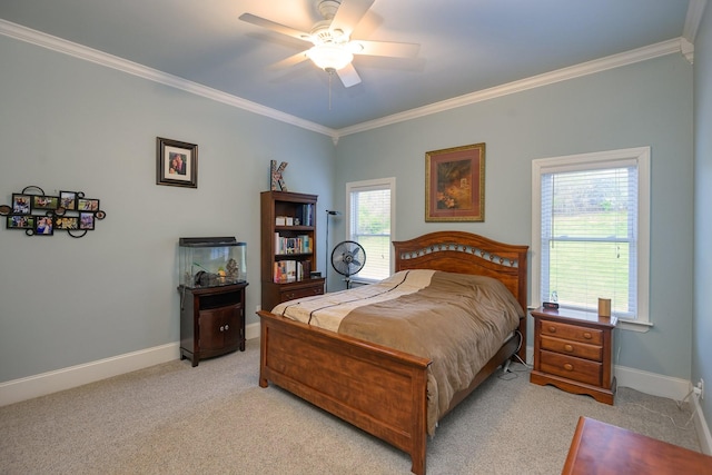 1416 Station Four Ln, Old Hickory, TN 37138 - bedroom featuring crown molding, light colored carpet, and ceiling fan