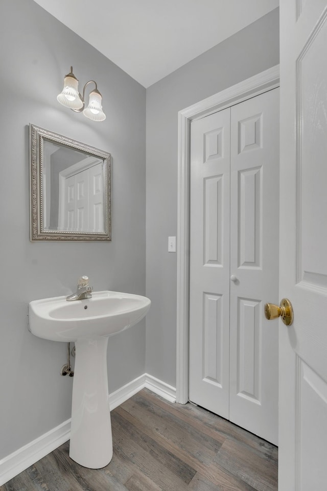 bathroom featuring hardwood / wood-style flooring