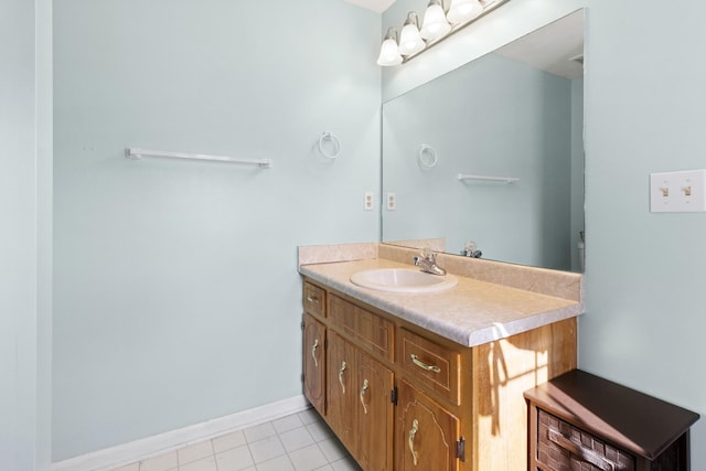 bathroom with vanity and tile patterned floors