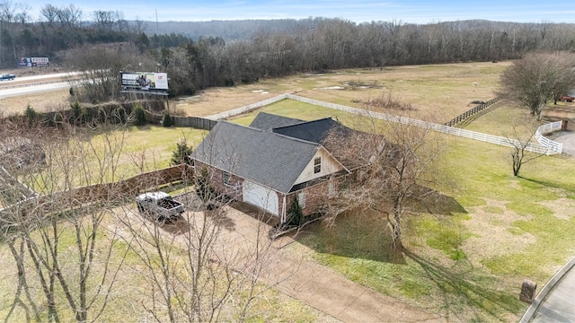 drone / aerial view featuring a rural view