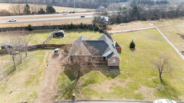 aerial view with a rural view