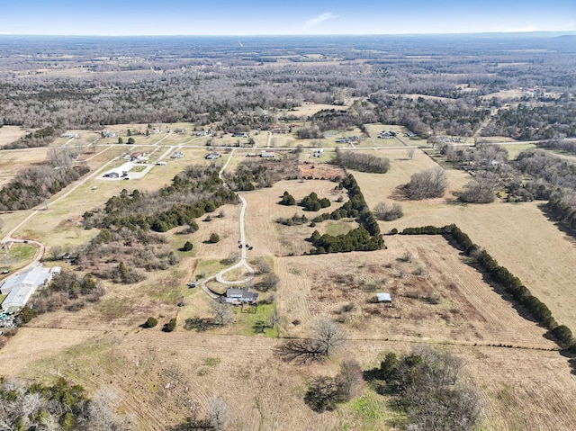 aerial view featuring a rural view