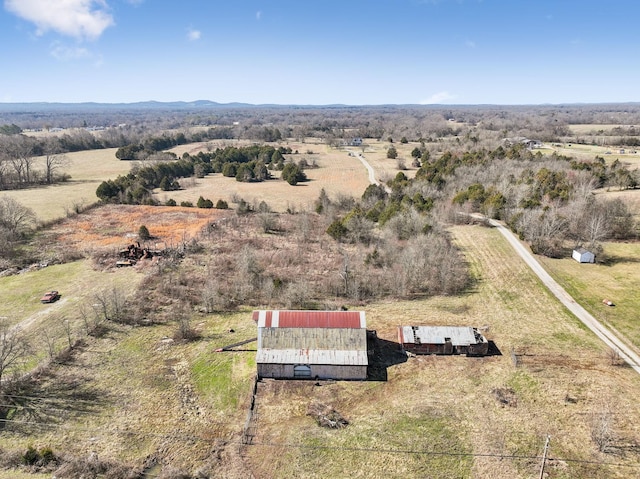 aerial view with a rural view