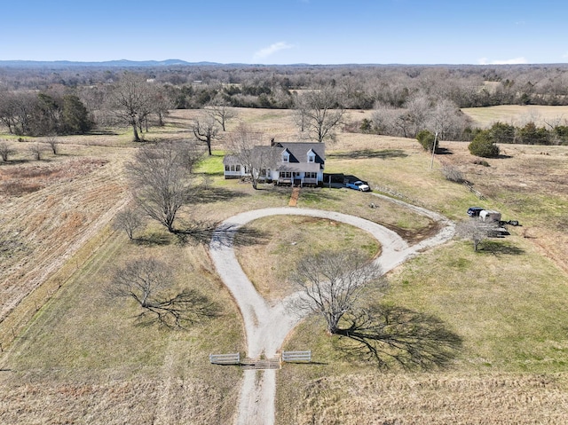 aerial view featuring a rural view